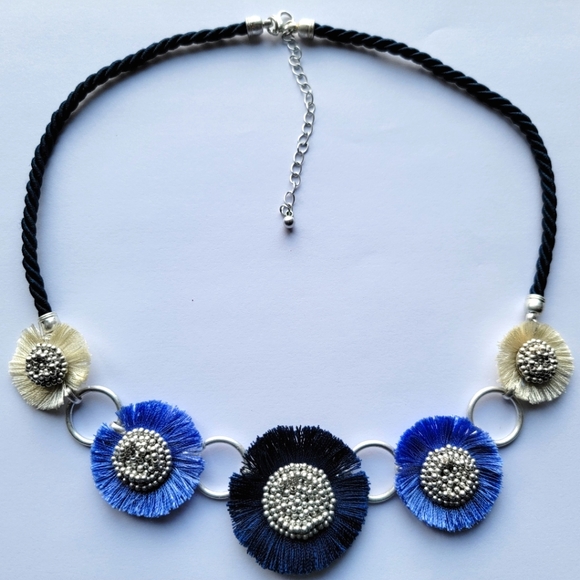 Kohl's Jewelry Kohls Flower Necklace Blue Cord Poshmark